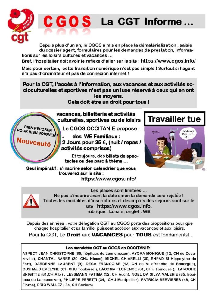 CGOS Occitanie : La CGT informe…