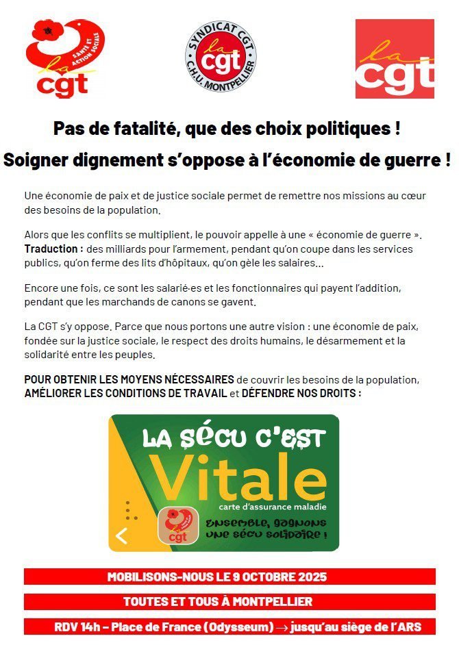 Mobilisons-nous le 9 octobre : toutes et tous à Montpellier